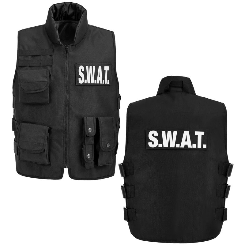 W WIDMANN MILANO Party Fashion Einsatzweste für Erwachsene Tactical Vest for Adults, Black, L-XL