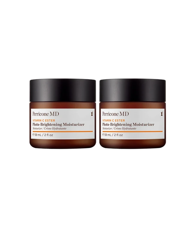 Perricone MD Vitamin C Ester Photo Brightening Face Moisturiser Duo | Anti-Ageing Face Cream with SPF 30 | Reduces Dark Spots and wrinkles| 2 x 59ml | Worth £128