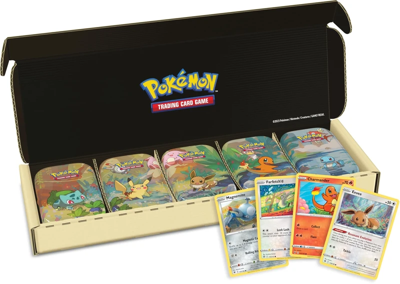 Pokémon TCG: Kanto Friends Mini Tin 5-Pack Bundle (10 Booster Packs, 5 Coins, 5 Art Cards)