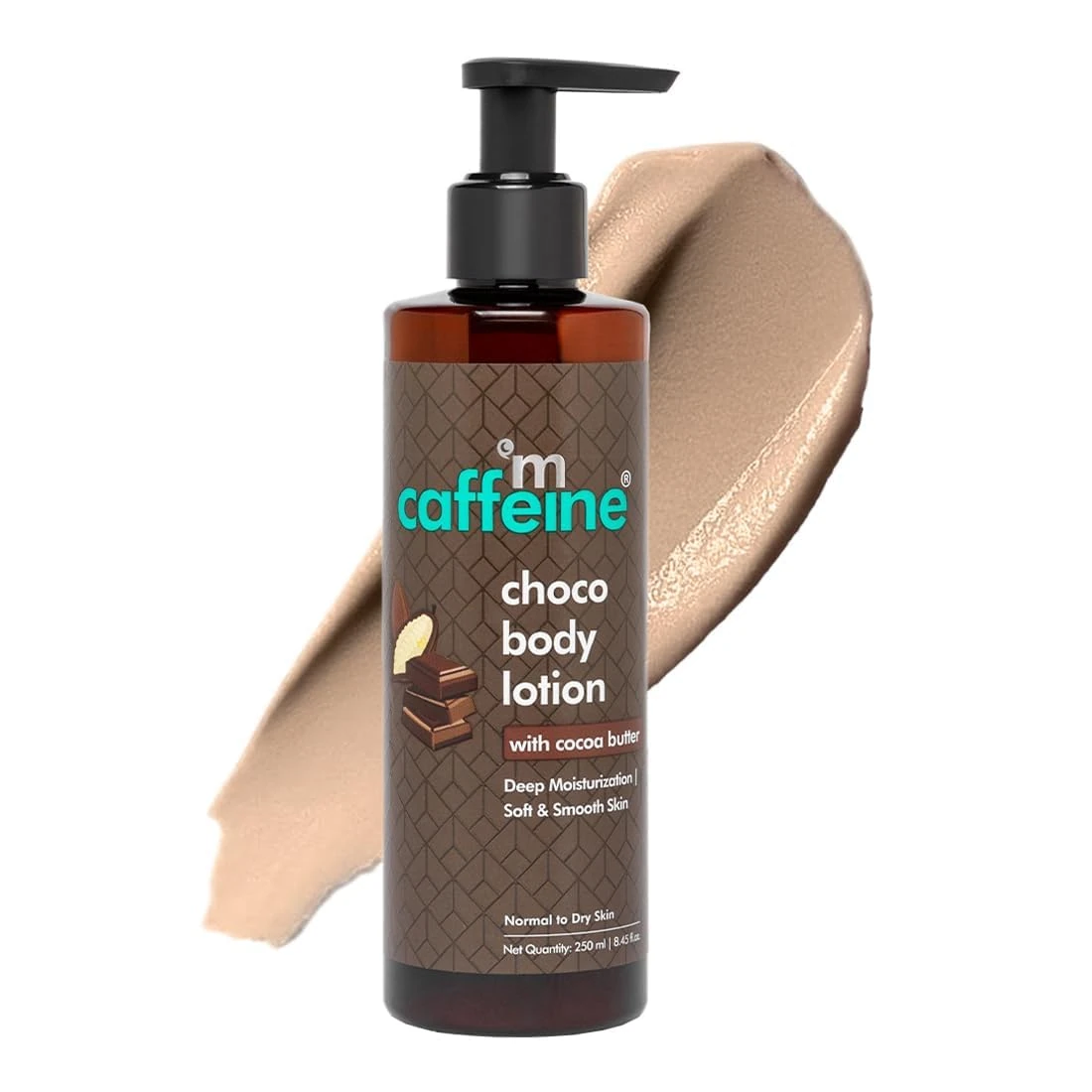 m-Caffeine Deep Moisturizing Choco Body Lotion for Dry Skin | All Season Moisturizer for Body with Cocoa Butter & Shea Butter | Non-Sticky Body Lotion for Women & Men (250ml)