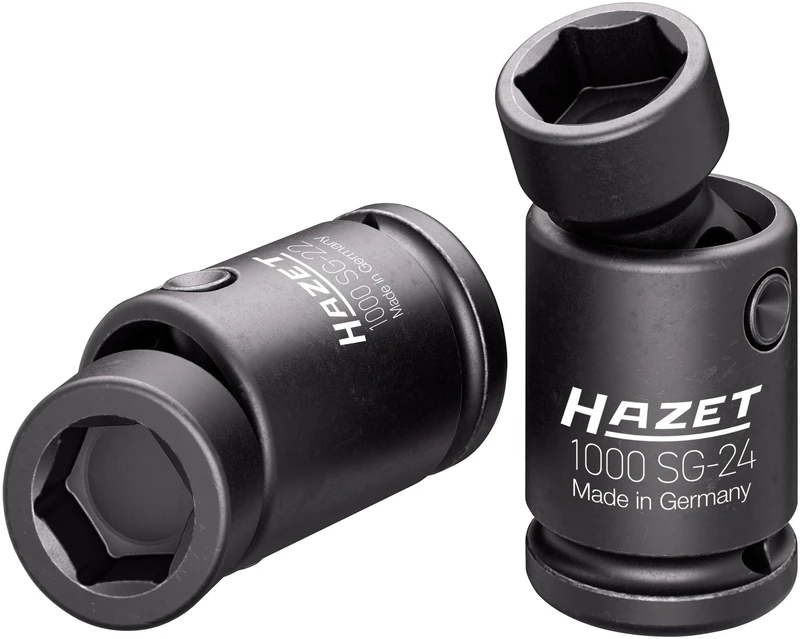 HAZET Schlag Maschinenschrauber Steckschlüssel Satz 1000SG-2224/2, 2-teilig, Gelenk, 22 24 mm, 3/4 Zoll Square, Außen Sechskant Tractionsprofil, Schwenkwinkel 25 Degree
