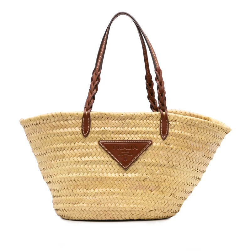 Prada Pre-Loved Large Palmitto Vitello Basket Tote