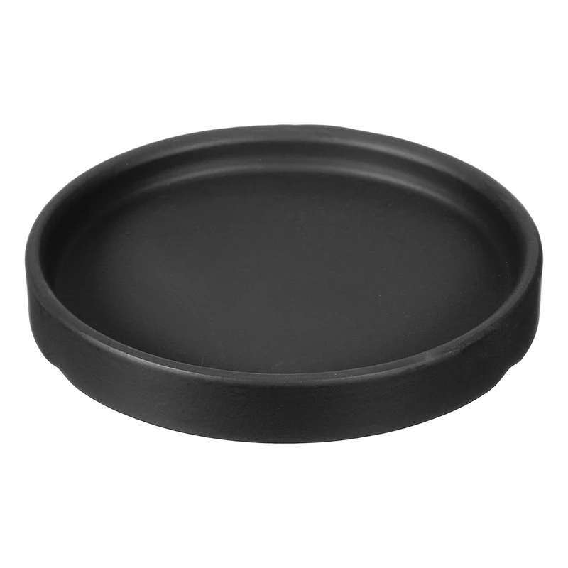 YELARXI 4.5 Inch Ceramic Plant Saucers, Round Flower Planter Water Trays Ceramic Plant Saucer Pot Tray -Fitting for (Outdoor/Indoors/Garden/Planting/Water/Flower/Coffee) Matte Black