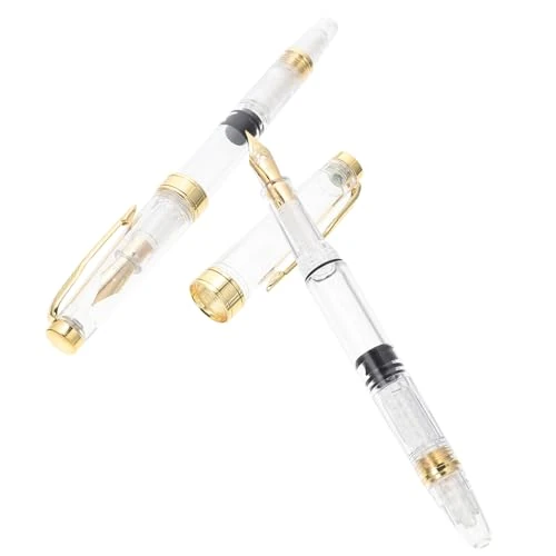 FUNOMOCYA 2Pcs Transparent Calligraphy Fountain Pens with Smooth Writing and Material Includes Standard and Nibs for Students and Japanese School Supplies