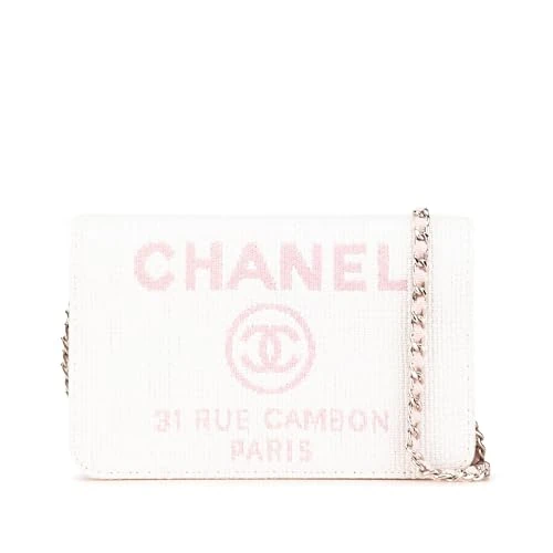 Chanel Pre-Loved Canvas Deauville Wallet On Chain Handbag Crossbody Bag
