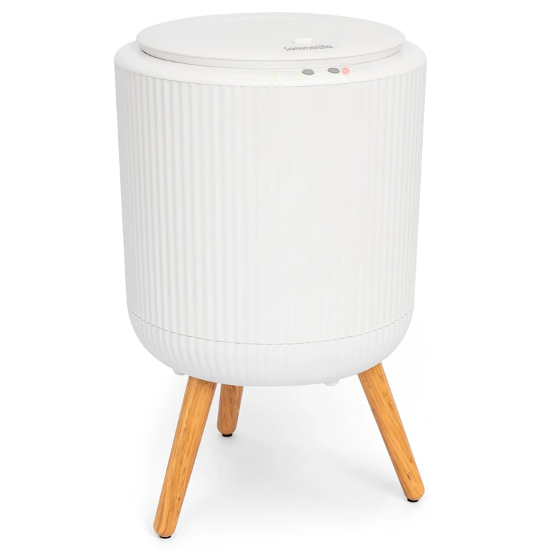 SereneLife Freestanding Towel Warmer Bucket – 18" Hot Towel Warmer with Legs for Bathroom & Spa, 12L Capacity, Built-in Timer, Aroma Discs & LED Indicator, Fits One Bath Towel or Robe, Gray