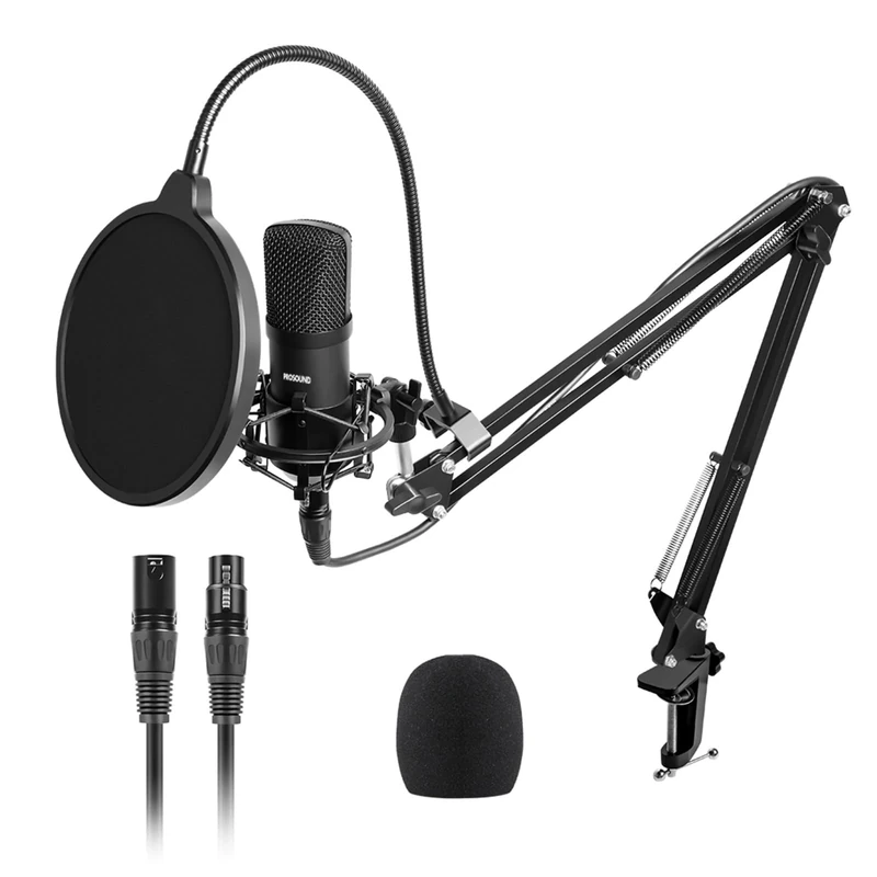 ProSound XLR Microphone with Boom Arm Kit Professional Cardioid Polar Pattern