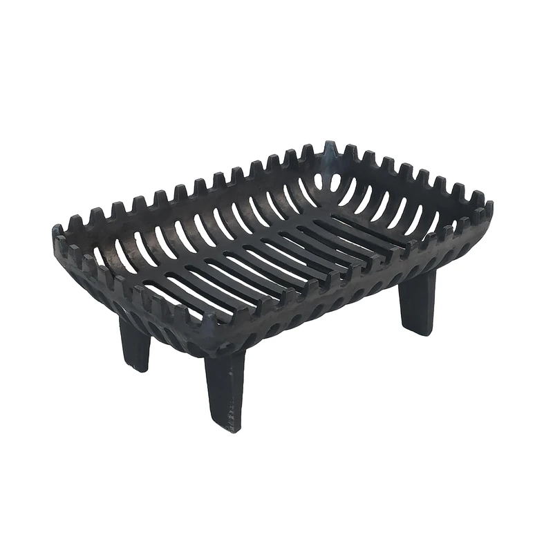 Relaxdays Fire Grate, Log Rack for Fireplace, HWD: 16 x 42 x 28 cm, Sturdy, Heavy, Grate with Legs, Cast Iron, Black