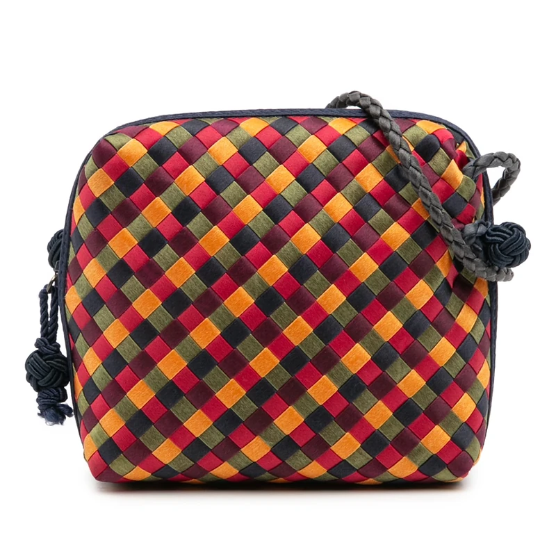 Bottega Veneta Pre-Loved Mini Satin Intrecciato Multicolor Nodini Crossbody