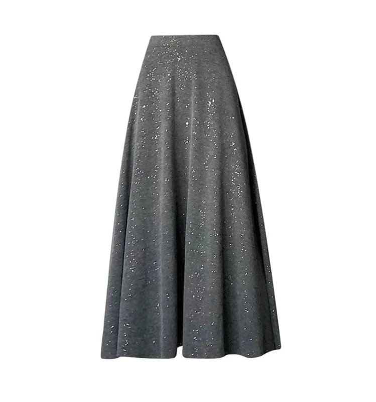 Women's High-Waisted A-Line Mini Skirt, Draped, Casual, Everyday, Outdoor, Work, and Office Skirt Dark Gray L