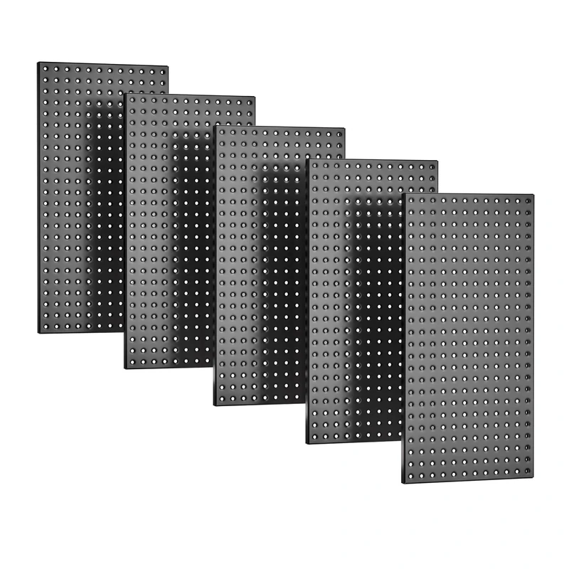 EVERHANGER Metal Pegboard Panels 24" x 12", Heavy Duty Steel Peg Boards for Garage, Pegboard Wall Organizer for Tool Storage and Organization, Black, 5 Pack
