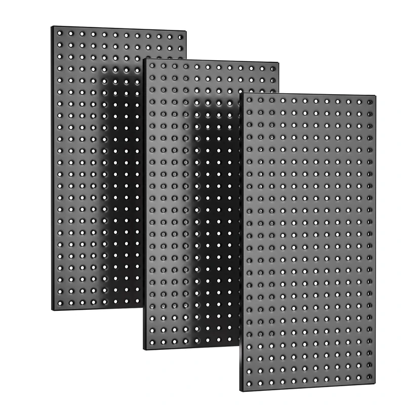 EVERHANGER Metal Pegboard Panels 24" x 12", Heavy Duty Steel Peg Boards for Garage, Pegboard Wall Organizer for Tool Storage and Organization, Black, 3 Pack