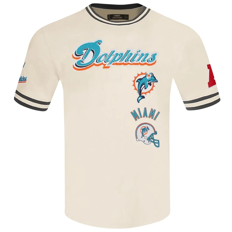 Pro Standard Mens NFL Miami Dolphins Retro Classics Short Sleeve Tee Eggshell/Black S