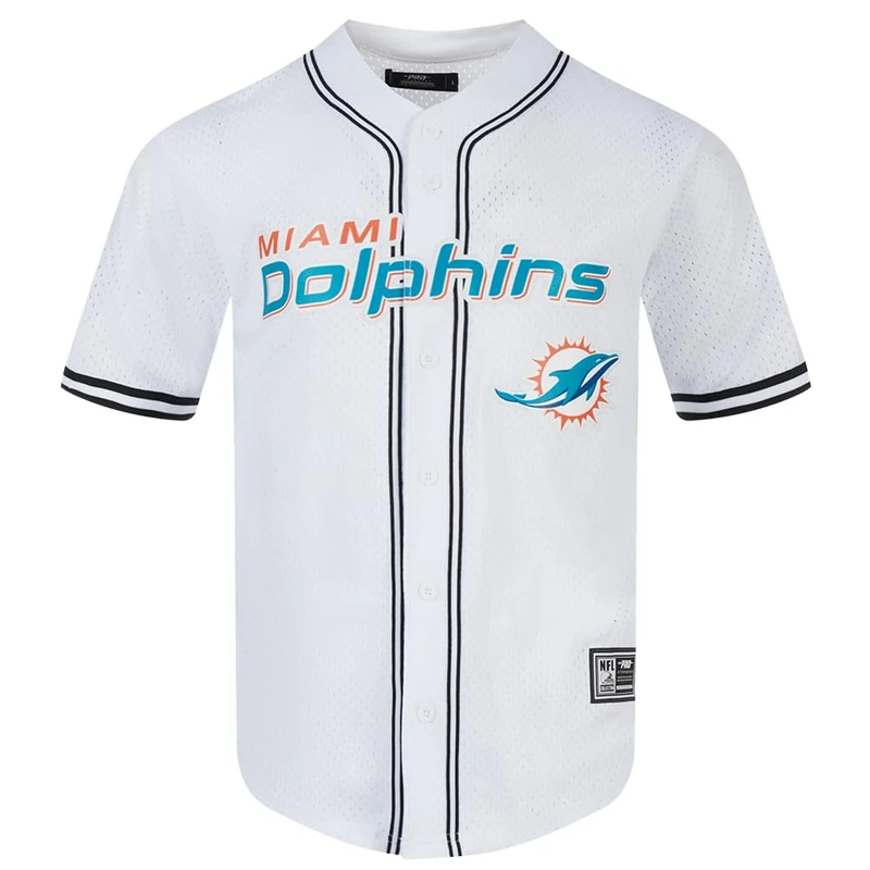 Pro Standard Mens NFL Miami Dolphins Mesh Button Down Top White/Black/White 2XL
