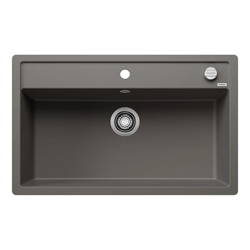 Blanco Dalago 8-F Granite Sink Made of Silgranit Volcano Grey Installation Type: Flush-Mounted for 80 cm-Wide Base Cabinets Large Basin Volume Easy-to-Clean Surface [80.5 x 50 x 20.2 cm] - Image 1