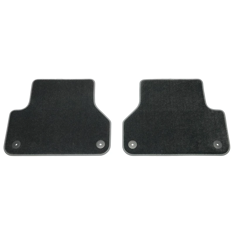 Audi Premium Velour Floor Mats Velours, Black/Steel Grey, Rear, For Audi A4 B9 (2016-2019), A5 B9 (2017-2019), Fit