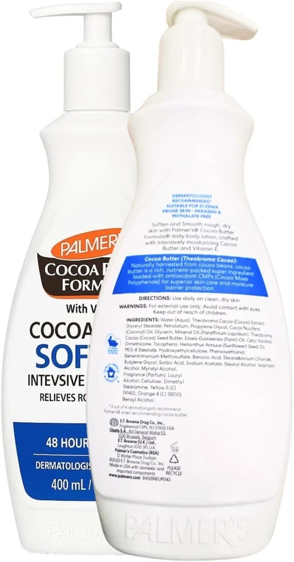 Palmer Cocoa Butter Formula Body Lotion 400ml with Pump (2 Pack) | Deep Moisturising Cream for Dry Skin, Enriched with Cocoa Butter and Vitamin E– 48Hr Hydration, Smoothes Marks and Evens Skin Tone
