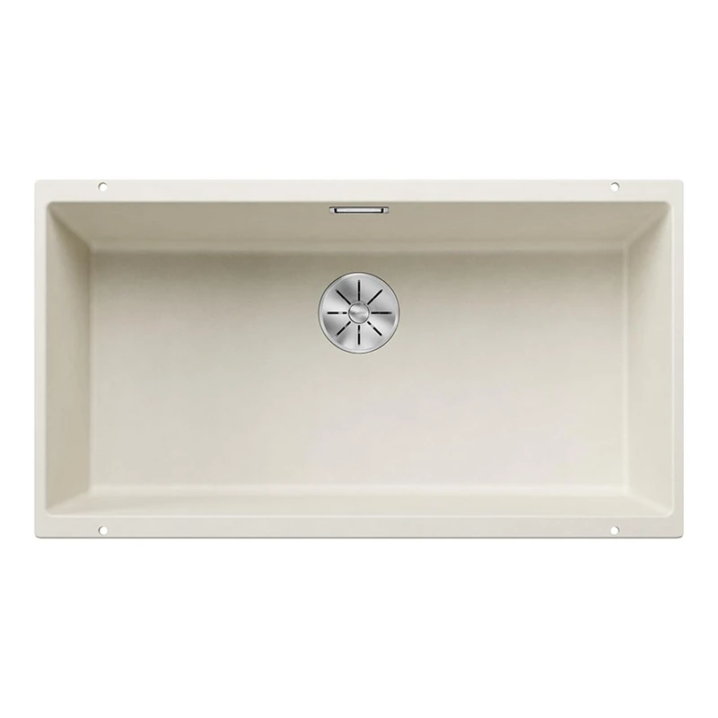 Blanco SUBLINE 800-U Granite Sink Made of Silgranit Soft White | Installation Type: Undermount | for 80 cm-Wide Base Cabinets | One Cut-Out and Mounted Only Once | [83 x 46 x 23.2 cm]