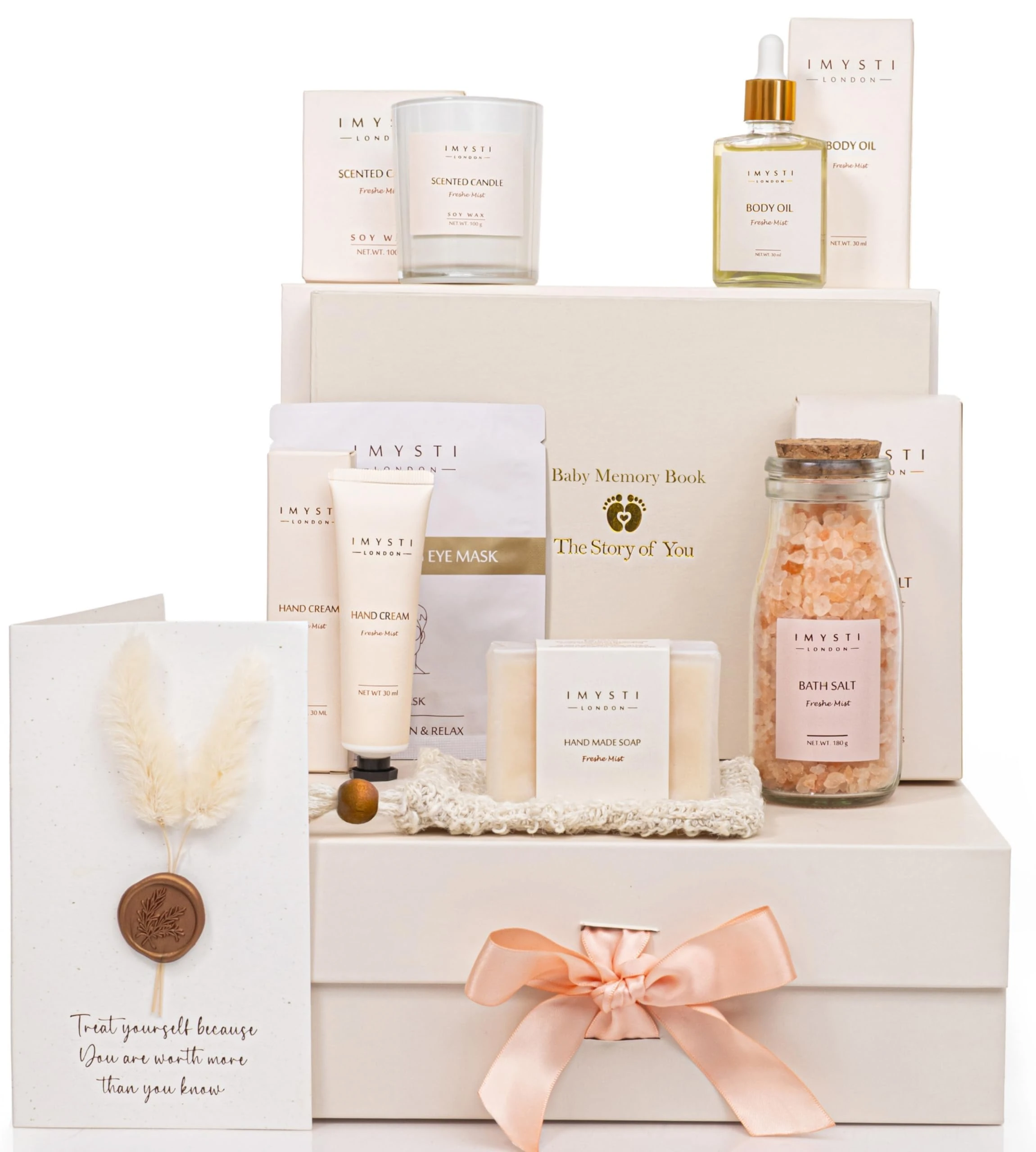 IMYSTI New Mum to Be Pamper Hamper - 10 Luxury Baby Shower Gifts for Mothers and Newborn Baby Gift - Pregnancy Self Care Kit Package with Home Spa Presents Pampering (Standard)