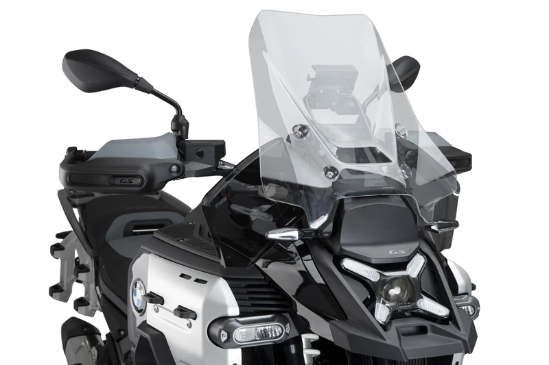 Puig 22317F Front Deflectors Extended, aerodynamic protectors in high-impact acrylic with metal supports, TÜV approved and wind-optimized design, Dark Smoke