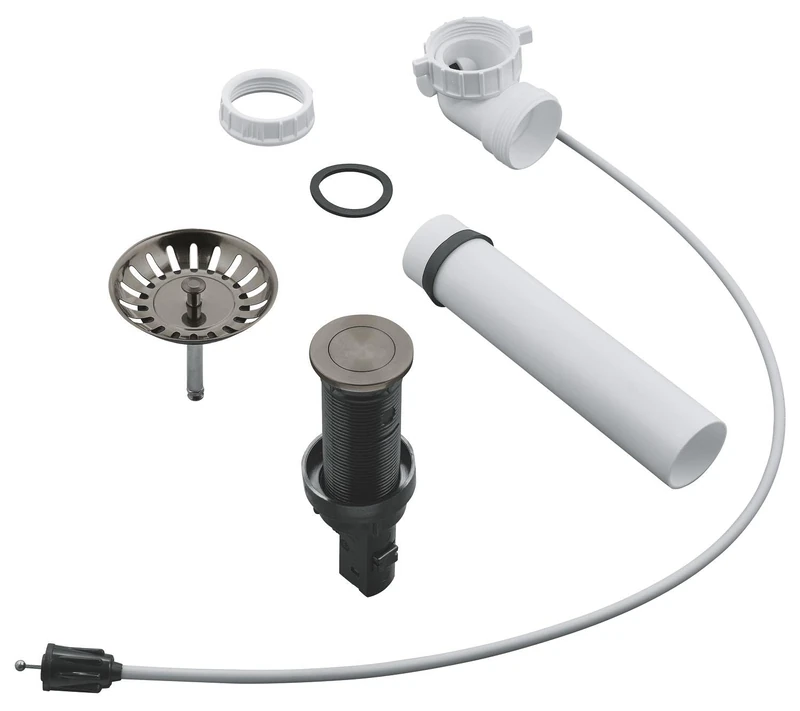 GROHE Pop-Up Waste Set (with Push Control, Strainer and Strainer Plug Ø 35 mm Cut-Out Diameter), Brushed Anthracite, 40986AL0