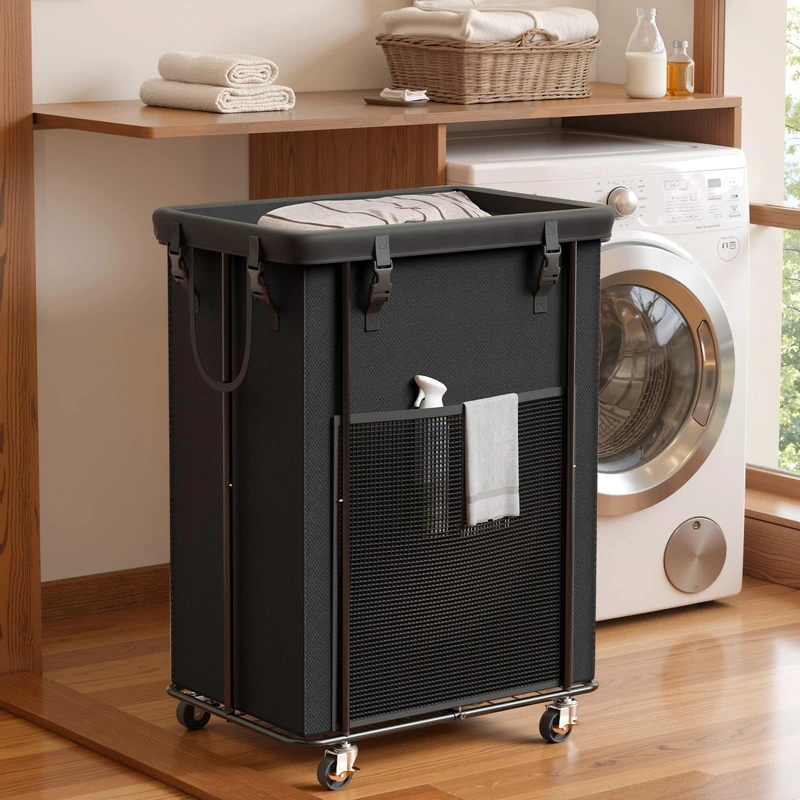 Laundry Hamper with Wheels, 200L Rolling Laundry Basket with Bag & Handles