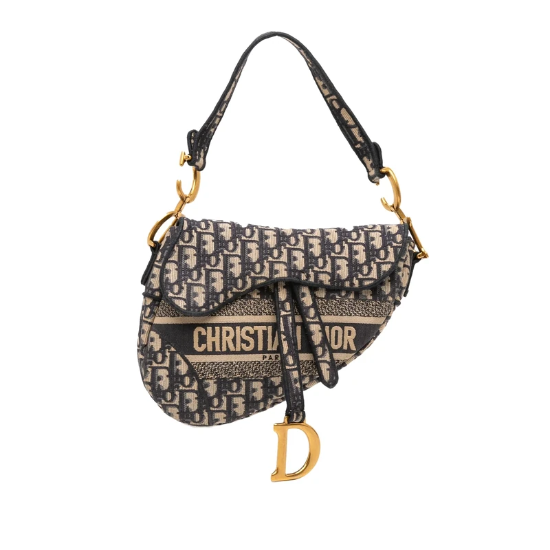 Dior Pre-Loved Oblique Embroidered Canvas Saddle Handbag