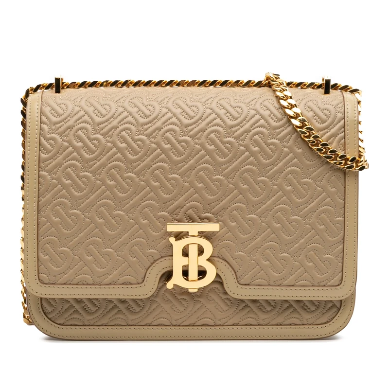 BURBERRY Pre-Loved Medium TB Monogram Embossed Calfskin Chain Crossbody Bag