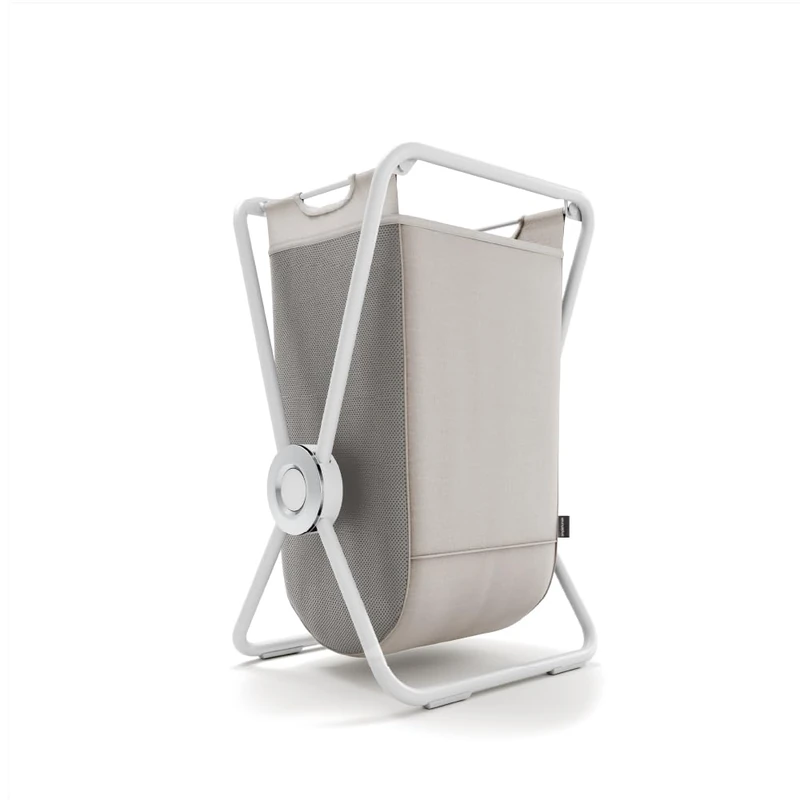 simplehuman X-Frame Hamper, Single Compartment Laundry Basket for Bedroom Bathroom, Heavy-Gauge Steel Frame, Stain & Odour Resistant Machine Washable Bag, Easy Carry Steel Handles, White - Image 1