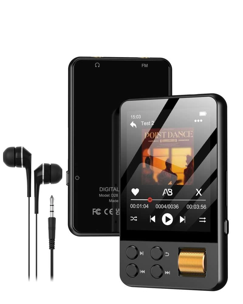 128GB MP3 Player with Touchscreen and Buttons, Bluetooth 5.4 Portable Media Player, Supports Video, eBook, FM Radio, Voice Recorder, Pedometer & Speaker,Up to 512GB(Black)