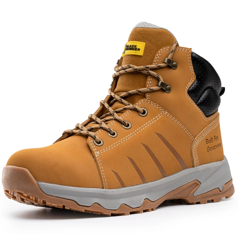 Black Hammer Mens Work Brown Safety Boots Steel Toe Cap and Steel Midsole Ideal for Warehouse Industrial and Outdoor Work Utility Footwear S3 SR HRO 5827 (12 UK)