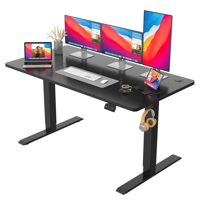 JUMMICO Electric Standing Desk 180 x 80 cm Home Office Height Adjustable Desk, Computer Lift Table with Smart Panel, Sit Stand Desk with Height Memory, Black