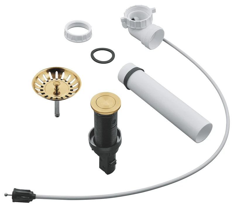 GROHE Pop-Up Waste Set (with Push Control, Strainer and Strainer Plug Ø 35 mm Cut-Out Diameter), Brushed Gold, 40986GN0