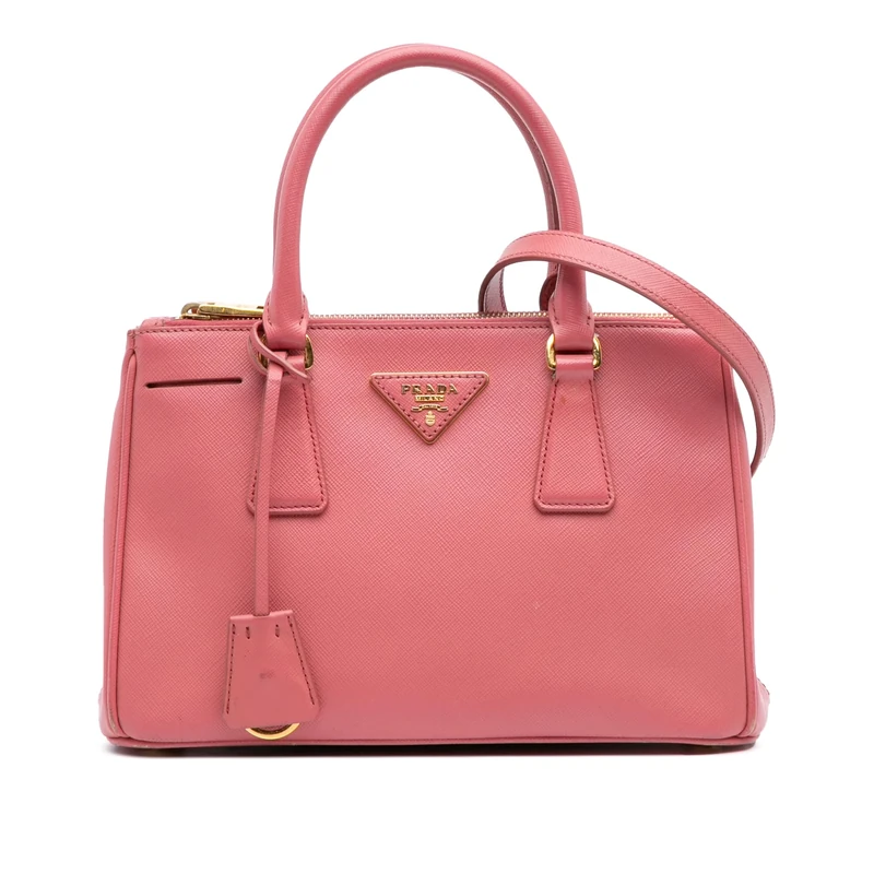 Prada Pre-Loved Small Saffiano Lux Galleria Double Zip Satchel