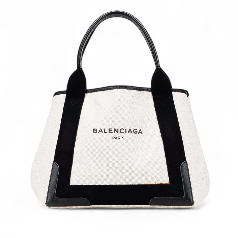 Balenciaga Pre-Loved Canvas Navy Cabas Tote S Bag