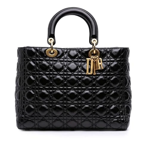 Dior Pre-Loved Large Crinkled Patent Cannage Lady Handbag