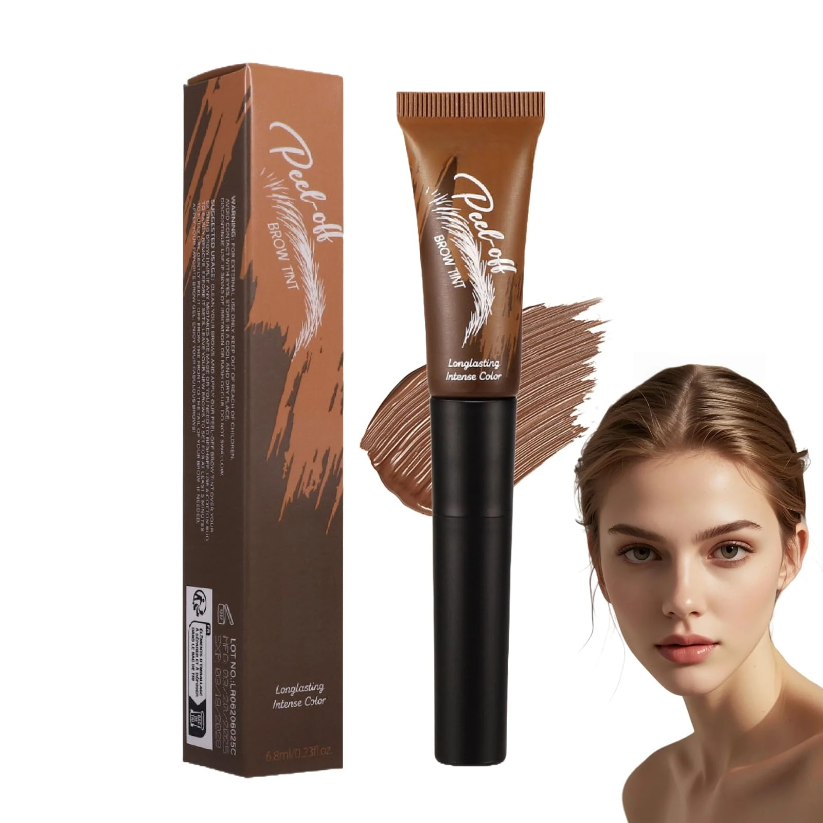 Eye Brow Peel Off,Eyebrow and Eyelash Tint,Eye Brow Dye,Eyebrow Dye Kit Hair Dye,Lasting for 4-6 Weeks,Waterproof Makeup for Natural Brows,Natural Look,Easy Application,Waterproof (Dark Brown)