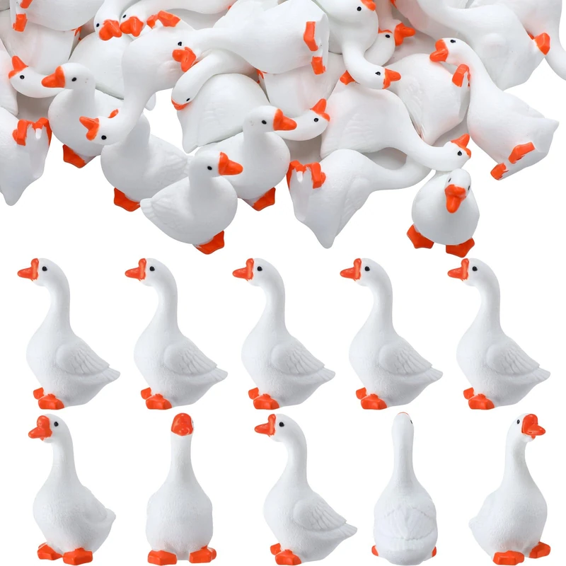 Weysat 60 Pcs 60pcs Mini Christmas Resin Duck Miniature Christmas Duck Miniature Figurine Decoration Xmas Winter Party Favors Goodie Bag Stocking Fillers Birthday Gift Supply (Goose)