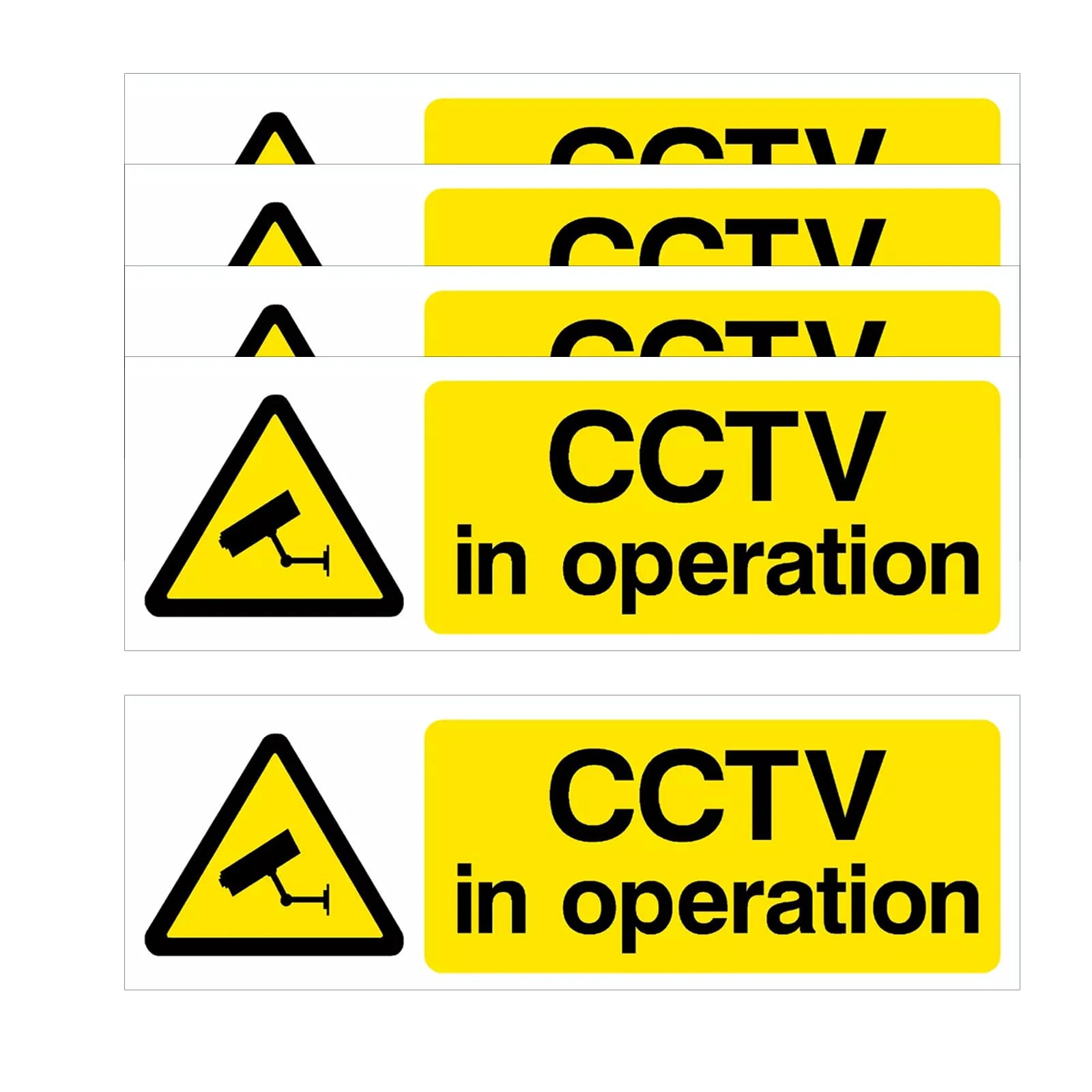 5PCS CCTV In Operation Sign,Self Adhesive Vinyl Weatherproof CCTV Stickers – 15cm x 5cm Security Measure CCTV Signage Landscape Warning Signs for Indoor/Outdoor Use