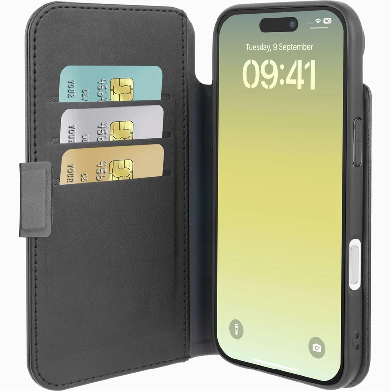 cellularline - Cover Book Agenda - Folio case in eco-leather - Compatible with iPhone Air - Elegance and functionality in one solution - Integrated Microban Antibacterial Technology - Black - Image 1