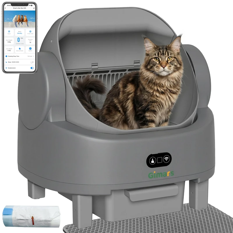 Gimars Open Top Automatic Self Cleaning Litter Box - Gray