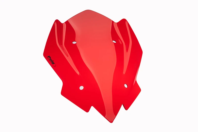 Puig 22439R New Generation Sport, sport windscreen made of high-impact acrylic with aggressive design, metal supports, TÜV approved and quick mounting, Red