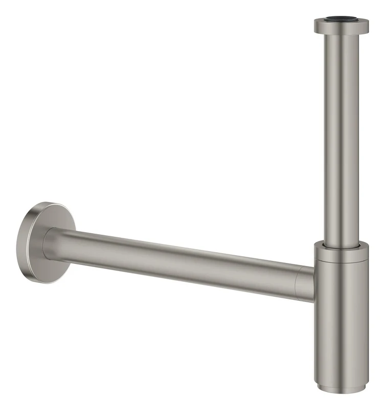 GROHE Bottle Trap for Basins Including Sliding Escutcheon, Brass Material, Screw-Top for Cleaning, Satin Steel, 28912MS0