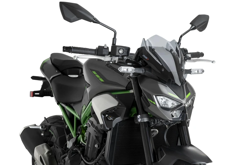 Puig 22439H New Generation Sport, sport windscreen made of high-impact acrylic with aggressive design, metal supports, TÜV approved and quick mounting, Smoke - Image 1