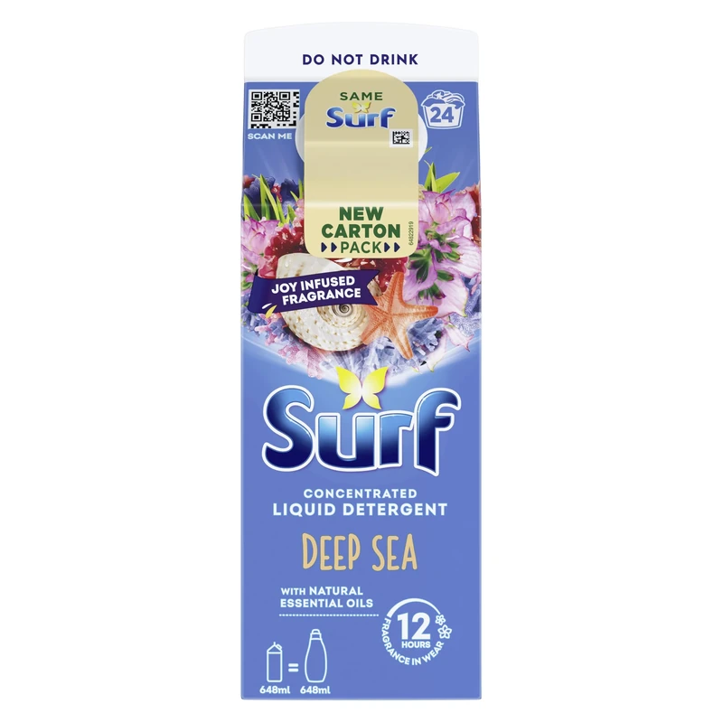 Surf Deep Sea Laundry Washing Liquid Detergent with a joy-infused fragrance & natural essential oils lasting up to 12 hours in wear for brilliantly clean results 24 washes 648 ml