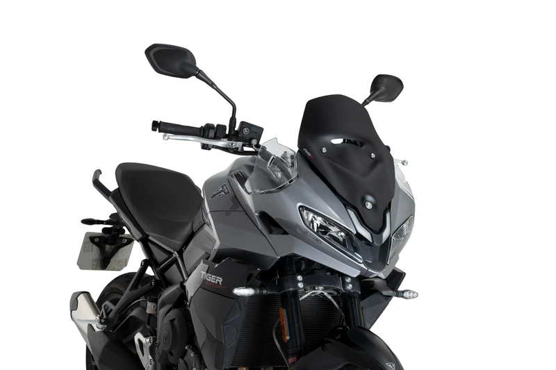 Puig 22522J Sport Windscreen, made of high-impact acrylic with aerodynamic design, rounded edges, TÜV approved and easy installation with original screws, Matte Black - Image 1