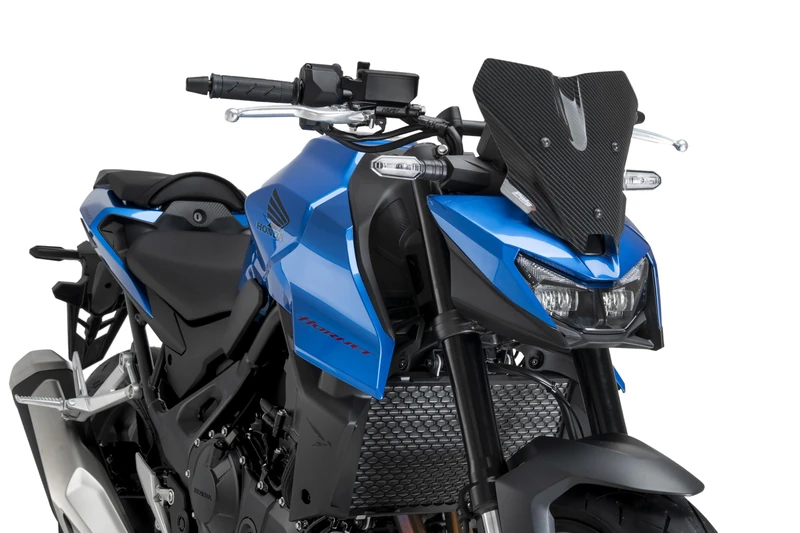 Puig 22423C New Generation Sport, sport windscreen made of 3 mm methacrylate with aerodynamic design tested in wind tunnel, metal supports and TÜV approved, Carbon Look