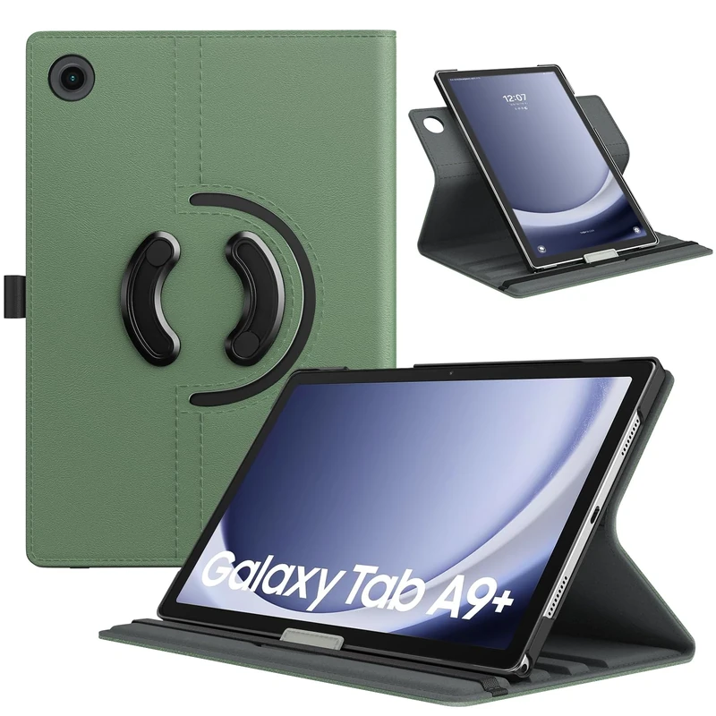 TiMOVO Rotating Case for Samsung Galaxy Tab A9+/A9 Plus 11 Inch 2023, 90 Degree Rotating Stand Cover, Support Auto Wake Sleep for Galaxy Tab A9+ Tablet SM-X210/X216/X218, Laurel Green