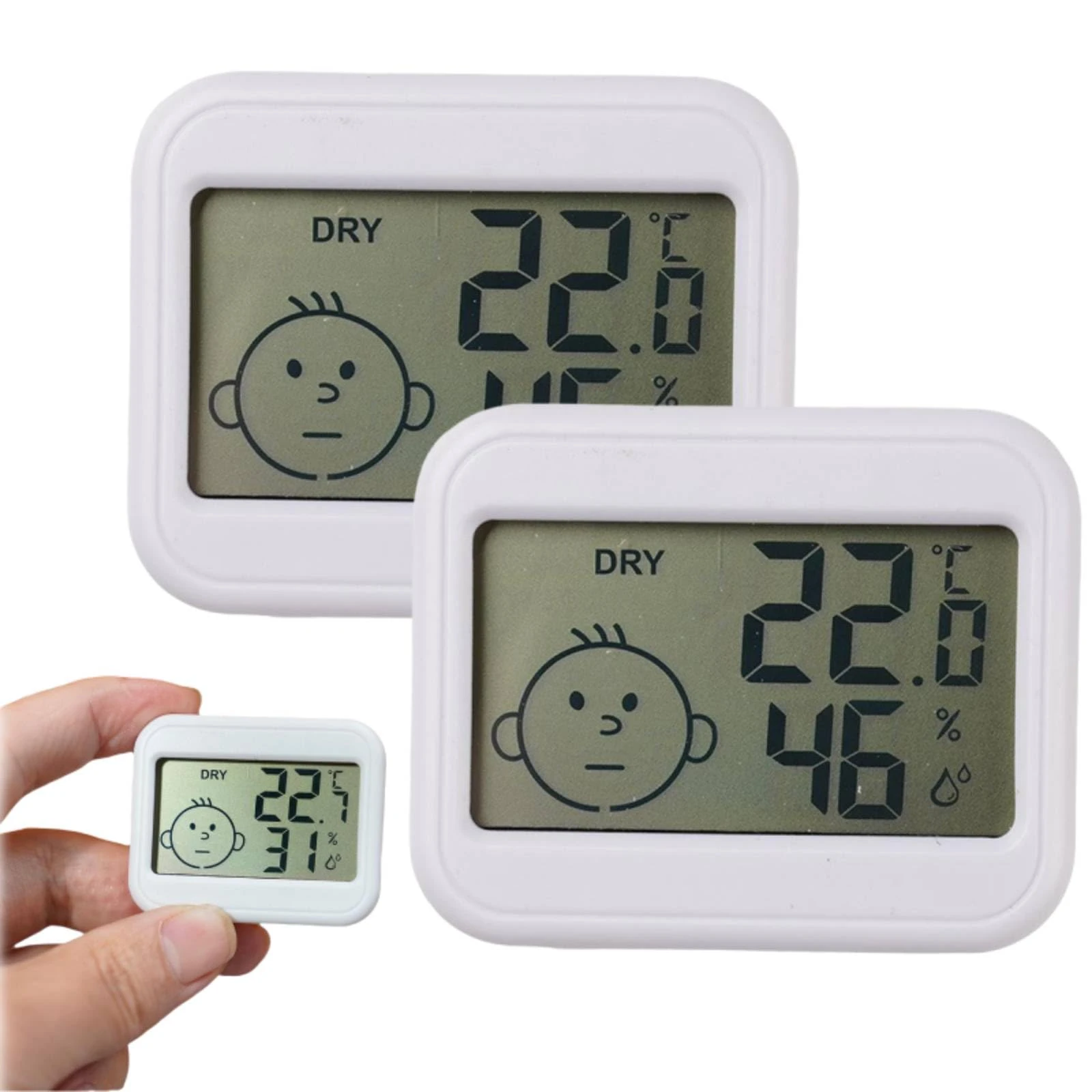 2Pcs Digital Thermometer Hygrometer Indoor, Mini LCD Digital Thermometer Hygrometer, Accurate Room Thermometer and Humidity Gauge with Temperature Humidity Monitor for Greenhouse, Garden, Cellar