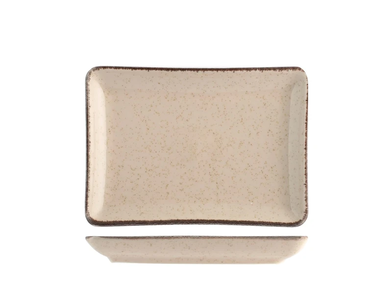 H&H Set of 6 Ivory Porcelain Rectangular Plates 13 x 18 cm - Pearl Line - Elegant Serving Plates for Appetizers, Finger Food, Dessert - Dishwasher Safe